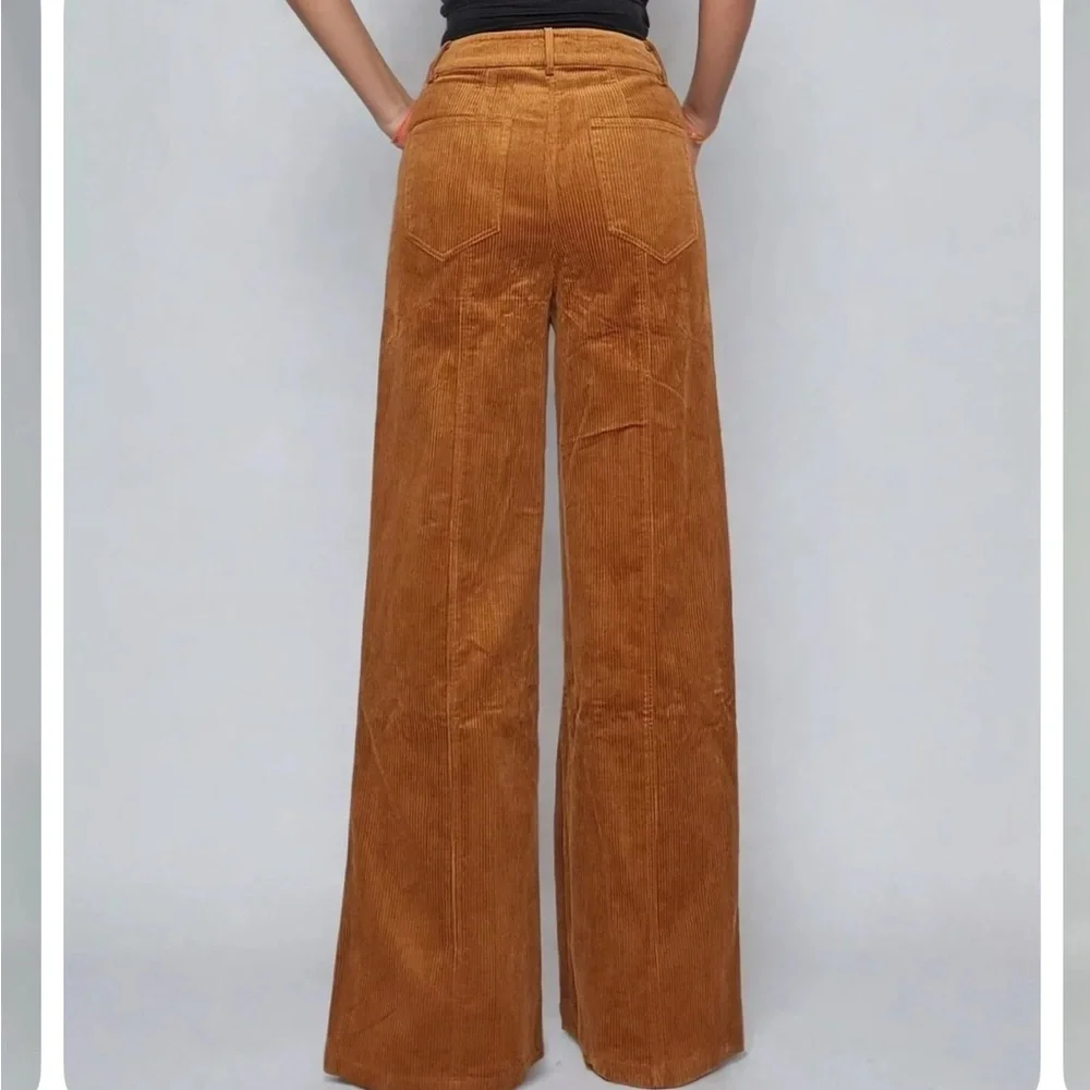 Unique Vintage Rich Brown Wide Leg Corduroy Pants - Picture 4 of 7